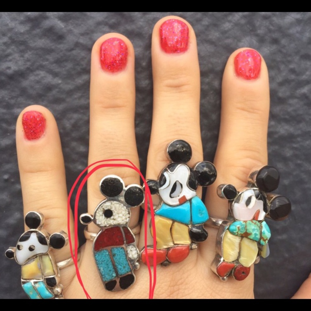Rare Vintage Zunitoon Mickey chip Ring 60s 70s